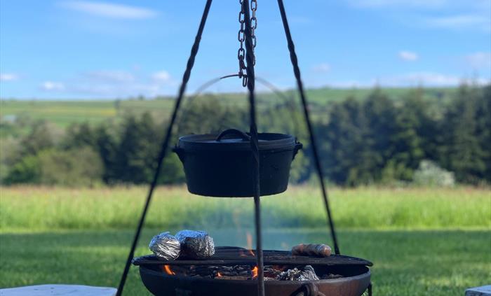Campfire cooking at Top of the Woods